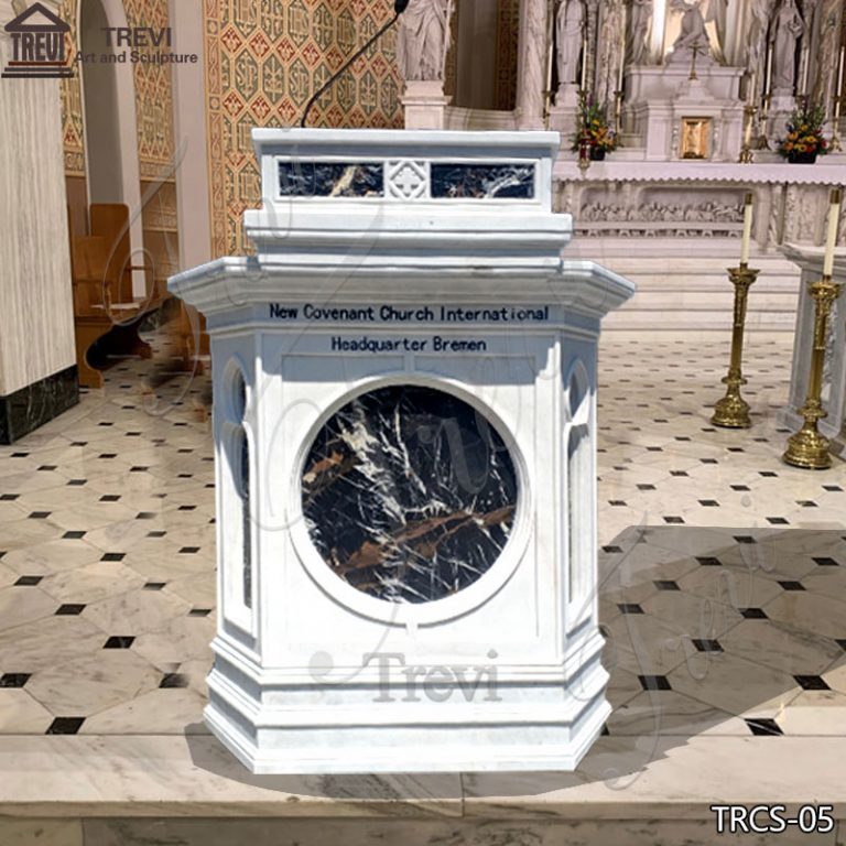 Customized Hand Carved White Marble Pulpit for Sale TRCS-05