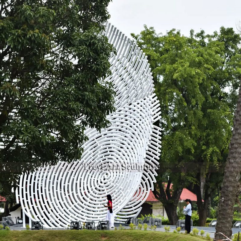 metal fingerprint sculpture outdoor landmark