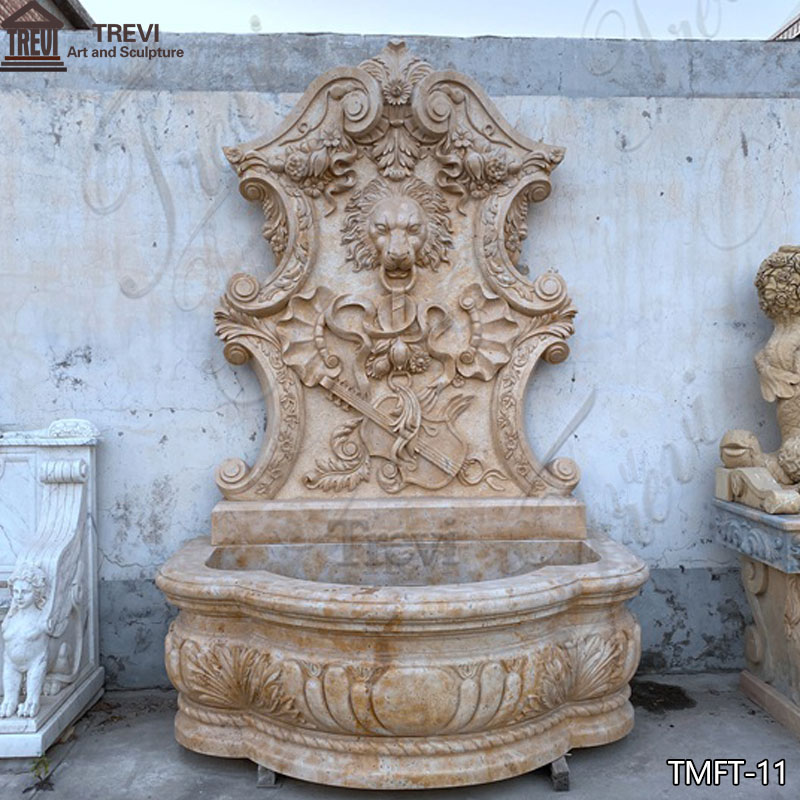 Mythical Beige Marble Lion Fountain Garden Decor for Sale TMFT-11