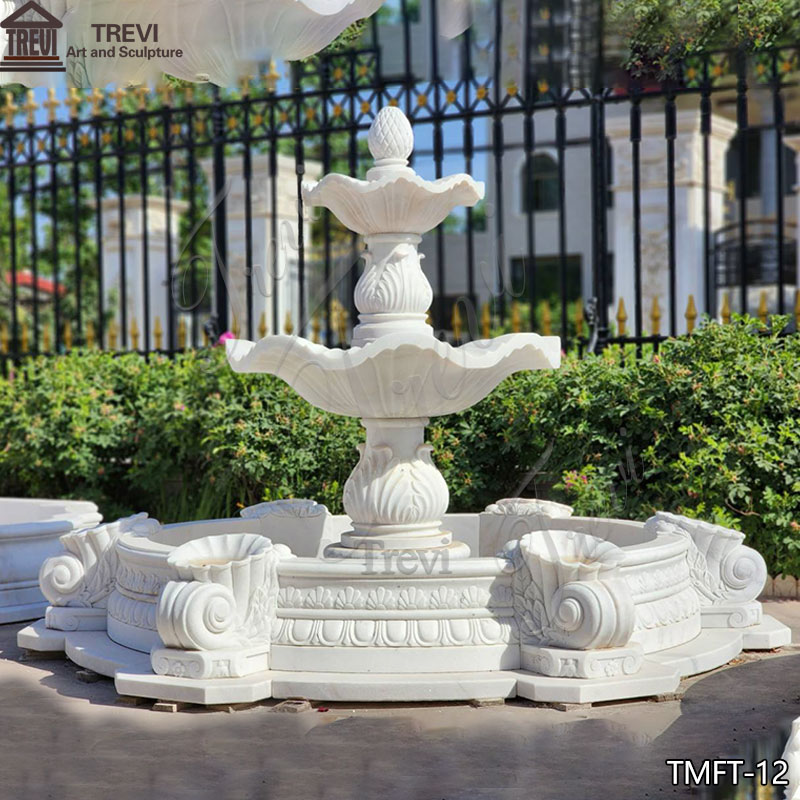 White Marble Tiered Fountain Garden Decor for Sale