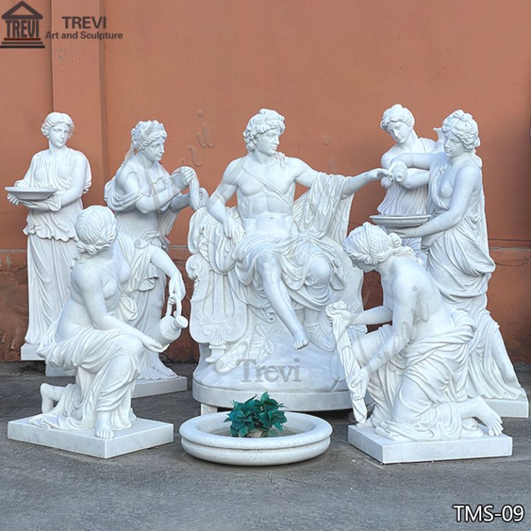 Hand-Carved Marble Apollo Bath Group statue for Sale TMS-09