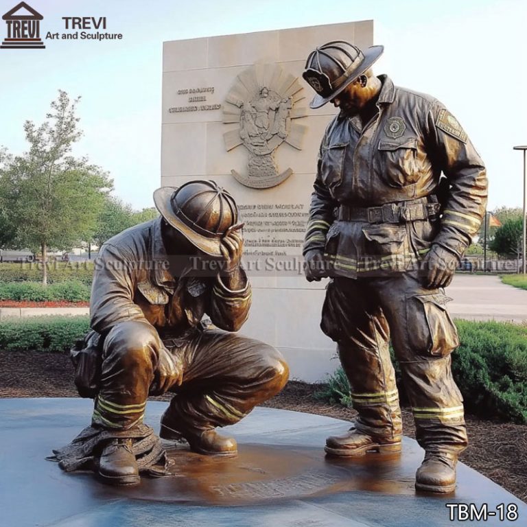 Kneeling Firefighter Memorial Statues for Sale