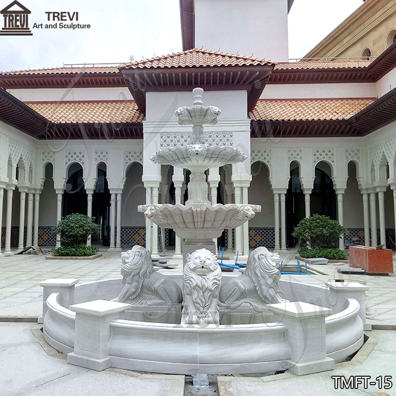 Tiered Marble lion Fountain Outdoor Decor for Sale TMF-012