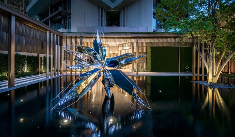 Lighting Geometric Flower Water Feature