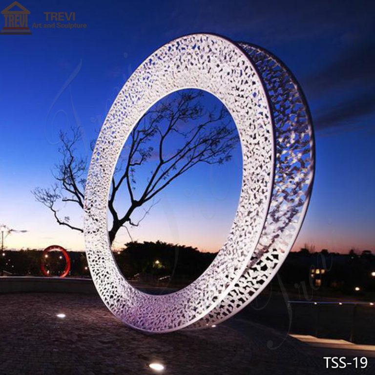 Large White Metal Circle Sculpture Outdoor Landscape for Sale TSS-19