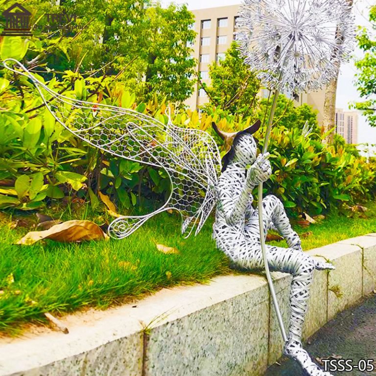 Fantasy Wire Fairy Sculptures and Dandelion Garden Decor for Sale