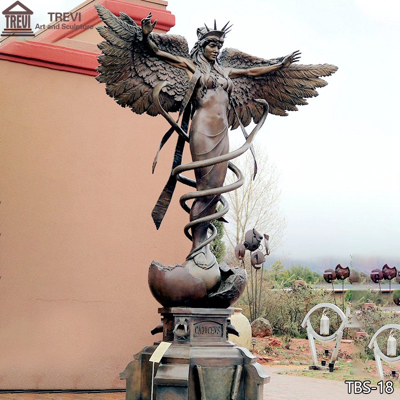 Bronze Caduceus Angel Sculpture