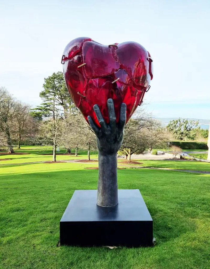 Outdoor bronze broken heart sculpture for sale 11