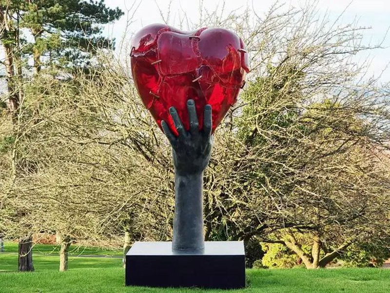 Outdoor bronze broken heart sculpture for sale 8