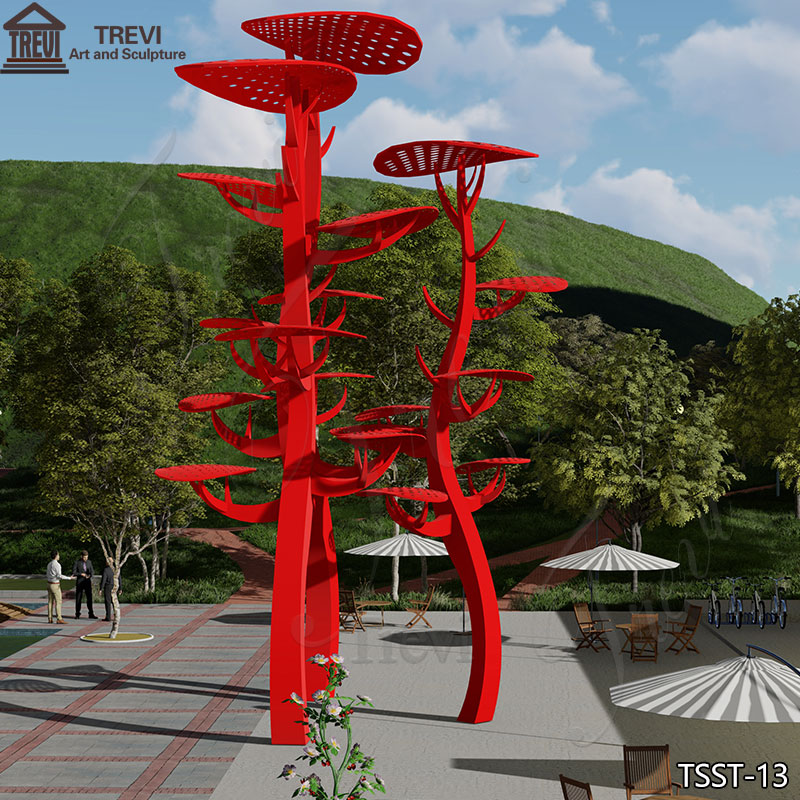 Red-metal-tree-sculpture-outdoor-2