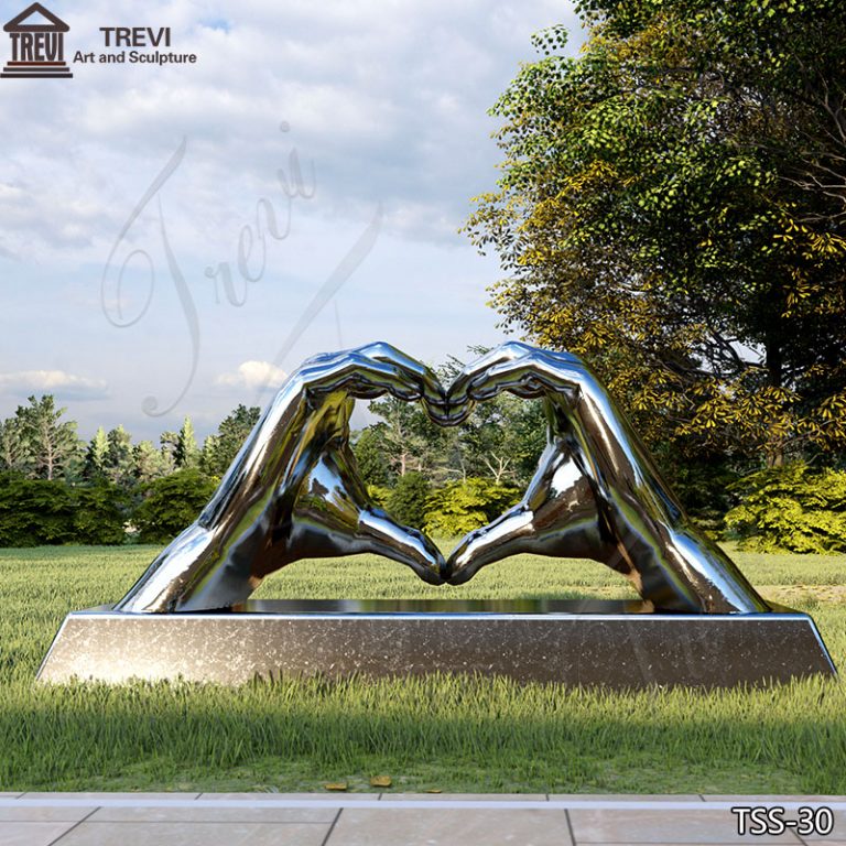 Stainless-steel-mirror-large-heart-hands-sculpture-for-sale