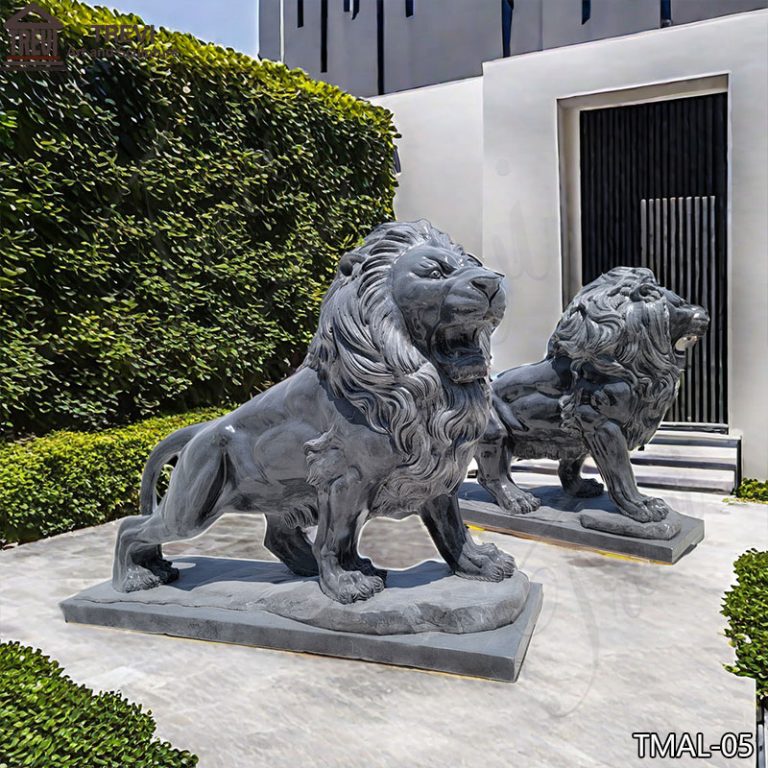 black lion statue outdoor