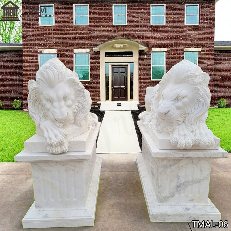 Marble Sleeping Lion Statue