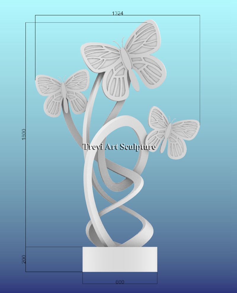 metal butterfly sculpture 3d drawing