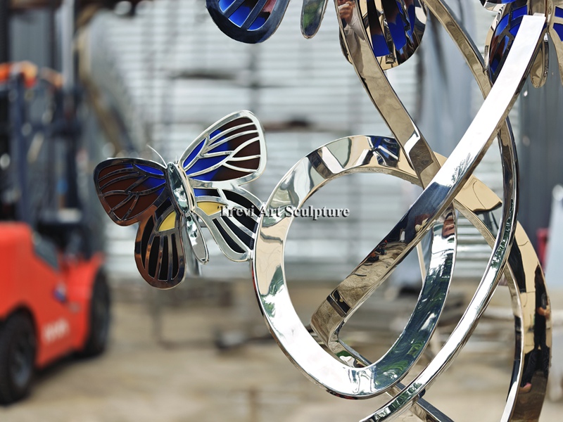 metal butterfly sculpture details