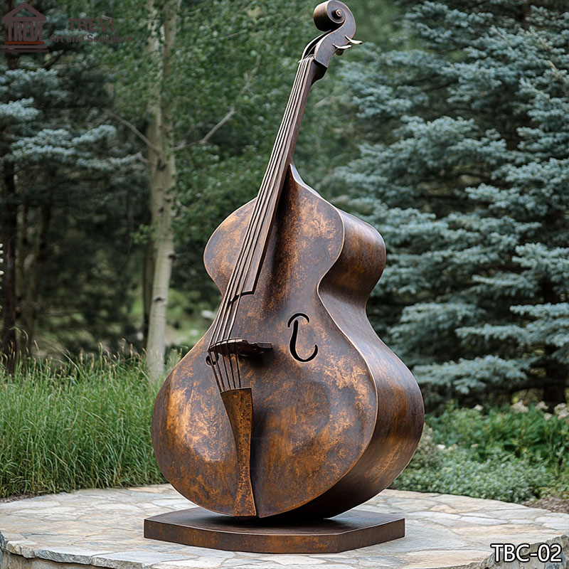 Large bronze cello statue outdoor