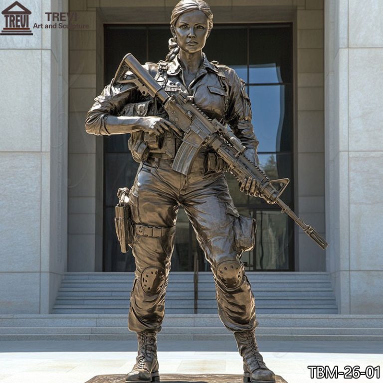Life Size Bronze Female standing Soldier Statue