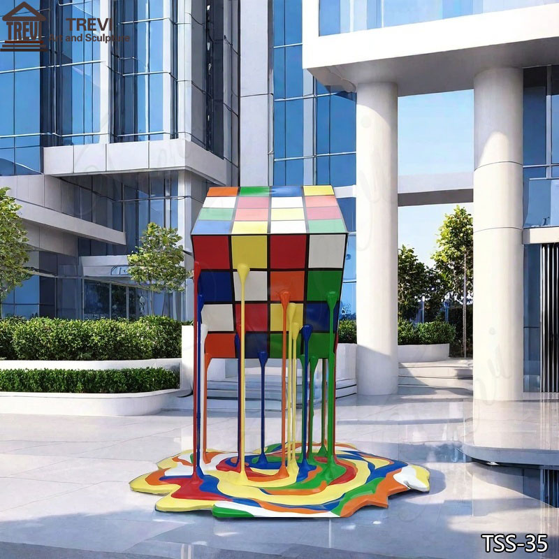 Colorful Metal Rubik's cube sculpture