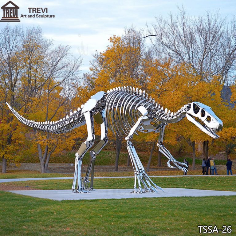 Large stainless steel Dinosaur Skeleton Sculpture
