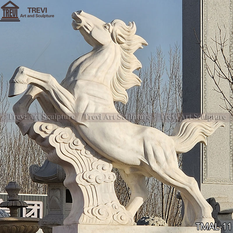 White Marble Standing Horse Statue