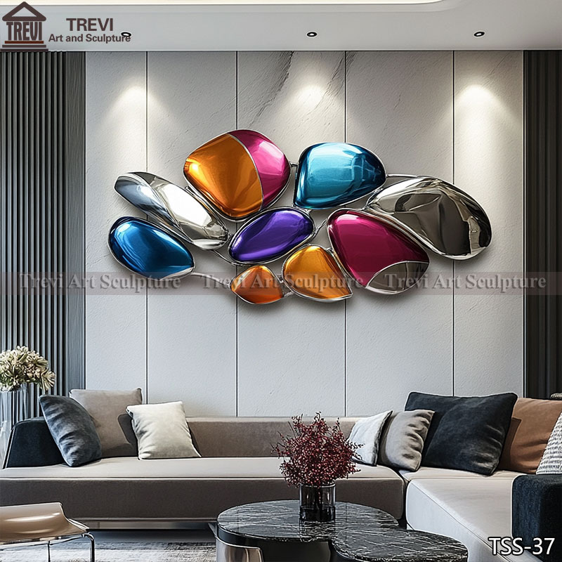 Stainless Steel Colorful Wall Sculpture for Living Room