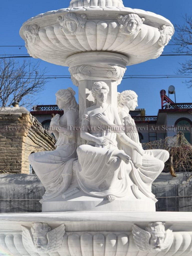 high quality Large marble angel outdoor fountain
