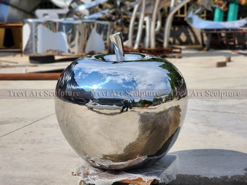 large stainless steel apple statue