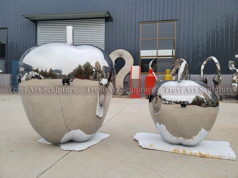 large stainless steel apple statues