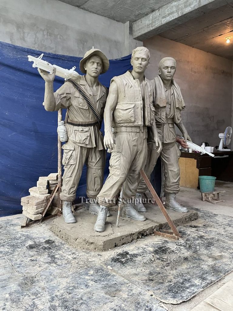 Three Soldiers clay model