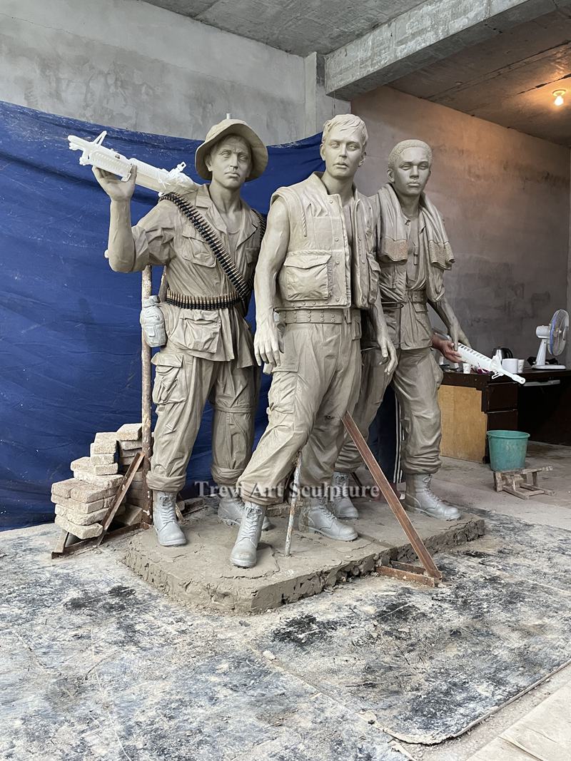 Three Soldiers clay model