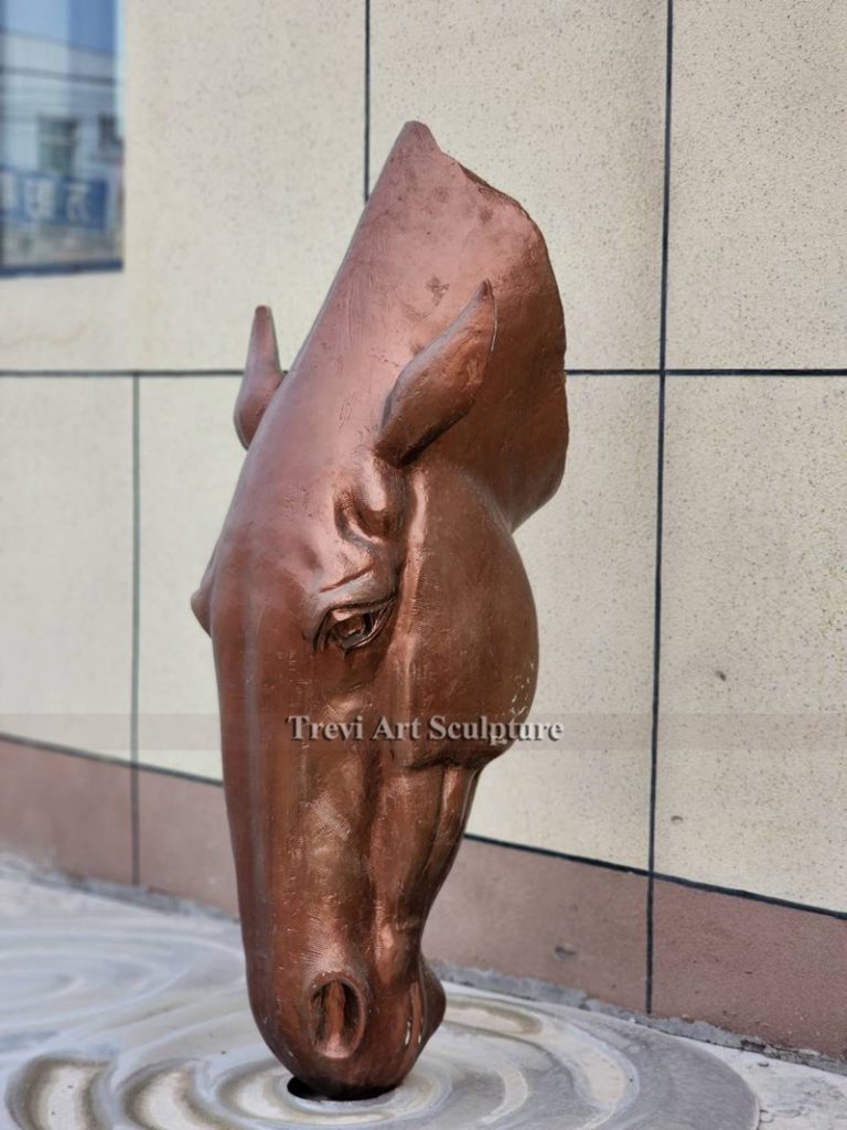 bronze horse head statue