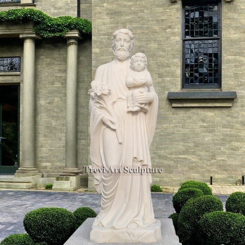 6 Feet Marble St. Joseph And Baby Jesus Statue for sale