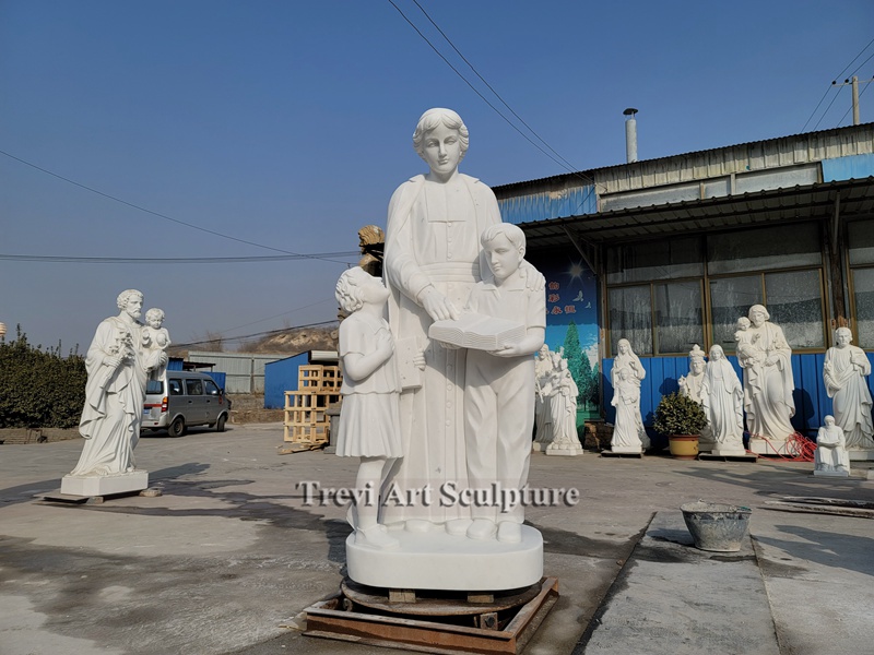6 Feet Marble St. Joseph And Baby Jesus Statue on sale