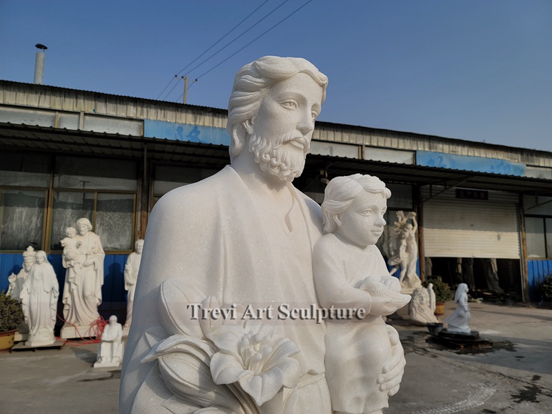 6 Feet Marble St. Joseph And Jesus Statue for sale