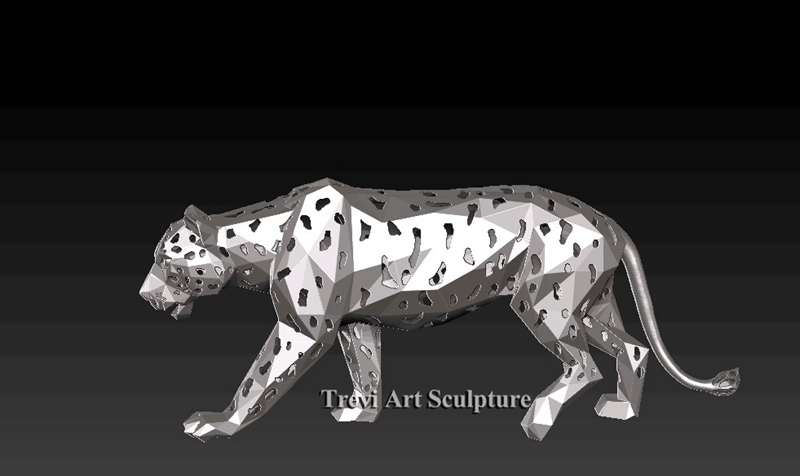 Metal leopard statue 3d model