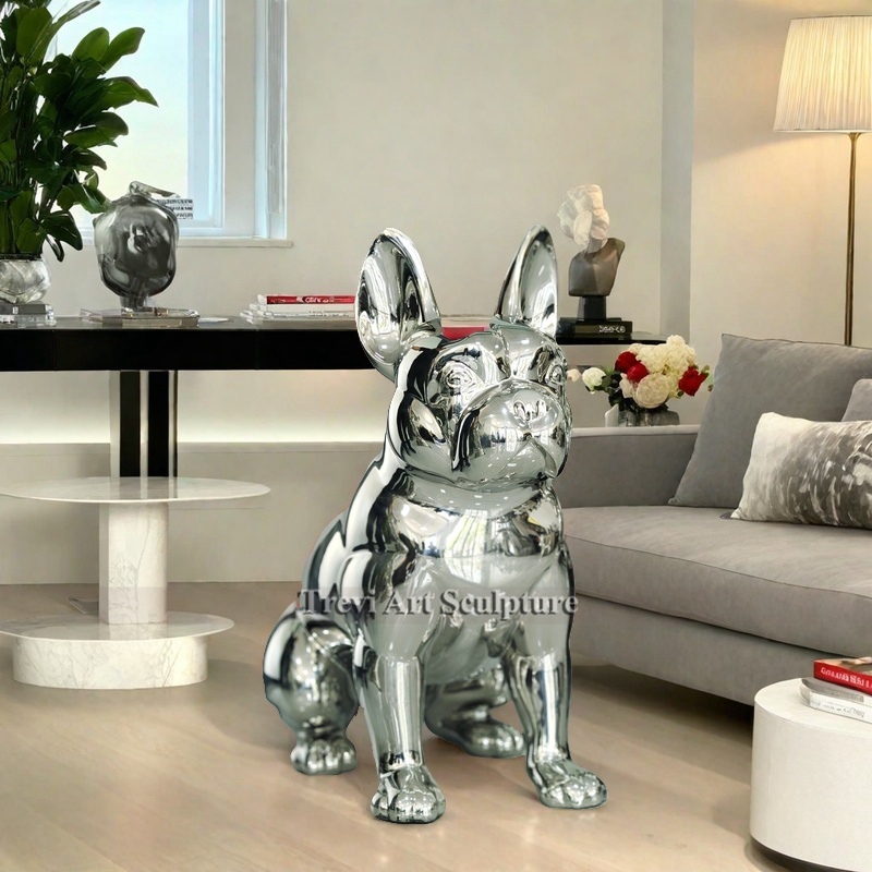 Mirror Polished stainless steel Bulldog Statue
