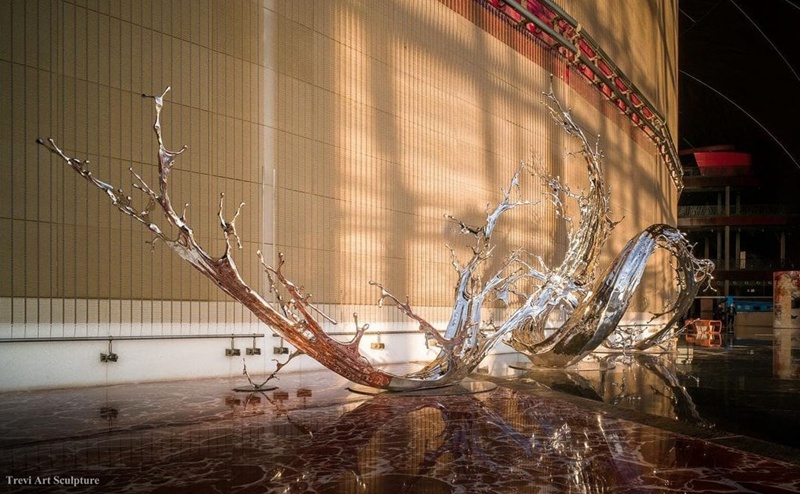 Modern stainless steel water splash art sculpture