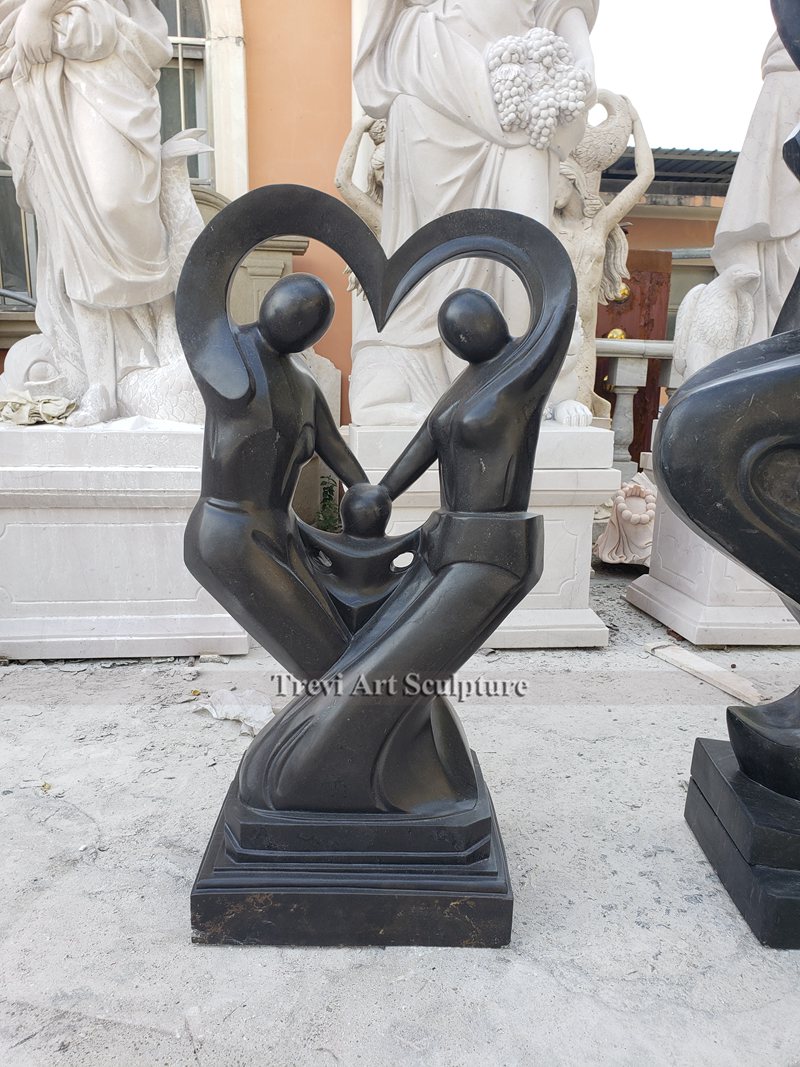 Natural Black Marble Abstract Family Statue