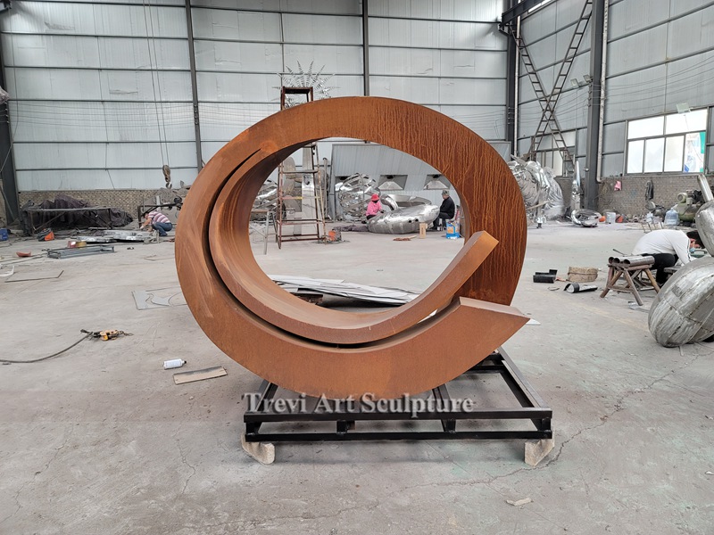 Outdoor Round corten steel fountain