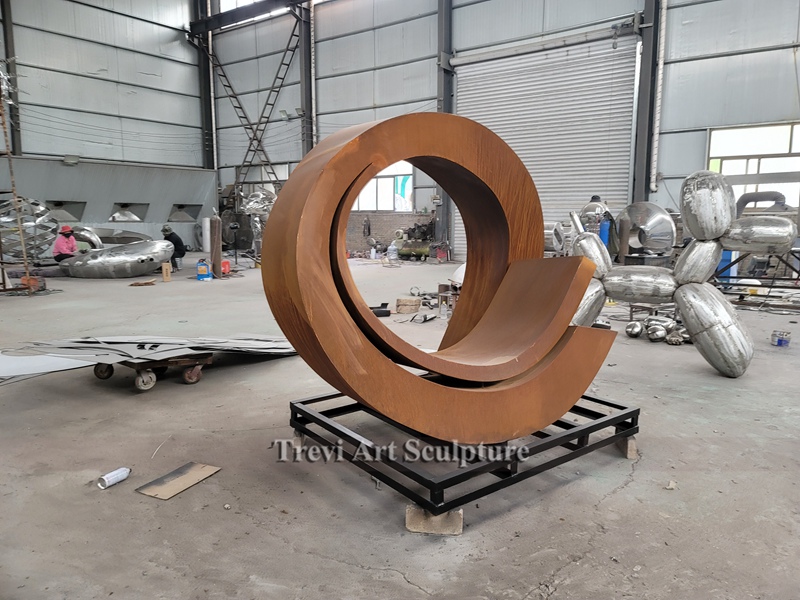 Outdoor Round corten steel water feature
