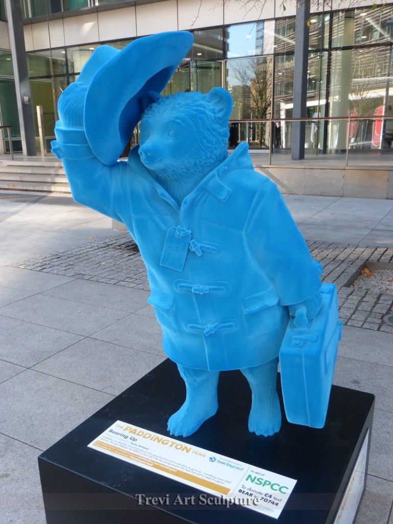 blue paddington bear statue