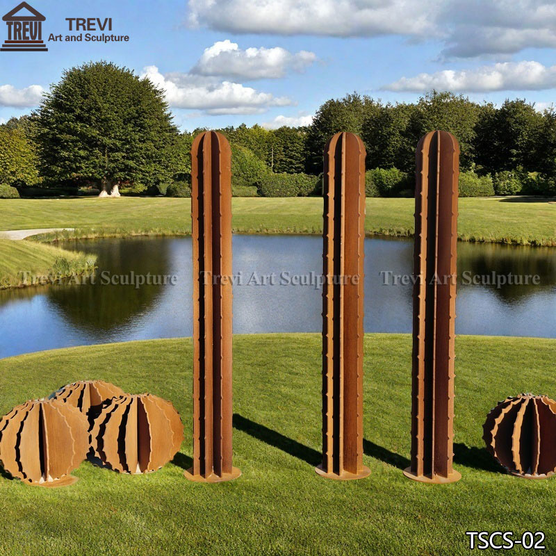 high quality rusty metal cactus garden sculptures
