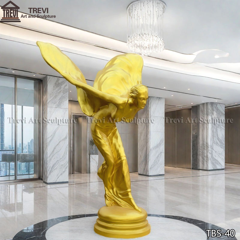 life size Golden bronze Spirit Of Ecstasy sculpture for hotel lobby