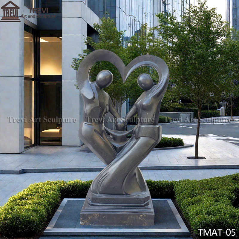outdoor Black Marble Abstract Family Statue