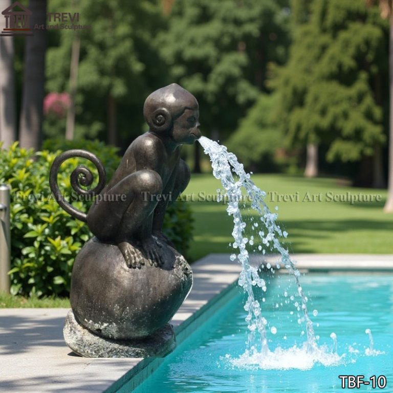 outdoor Bronze Monkey Fountain for Poolside