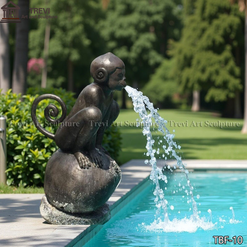 outdoor Bronze Monkey Fountain for Poolside