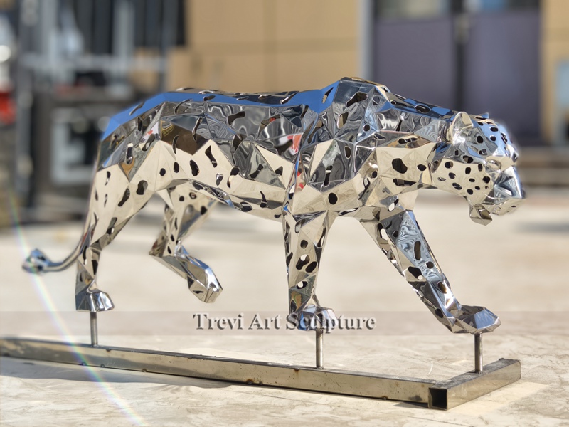 stainles steel Metal leopard statue