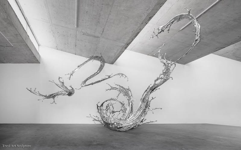 stainless steel water splash art sculpture
