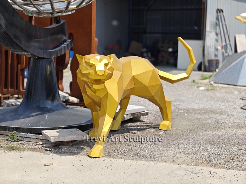 yellow Metal leopard statue