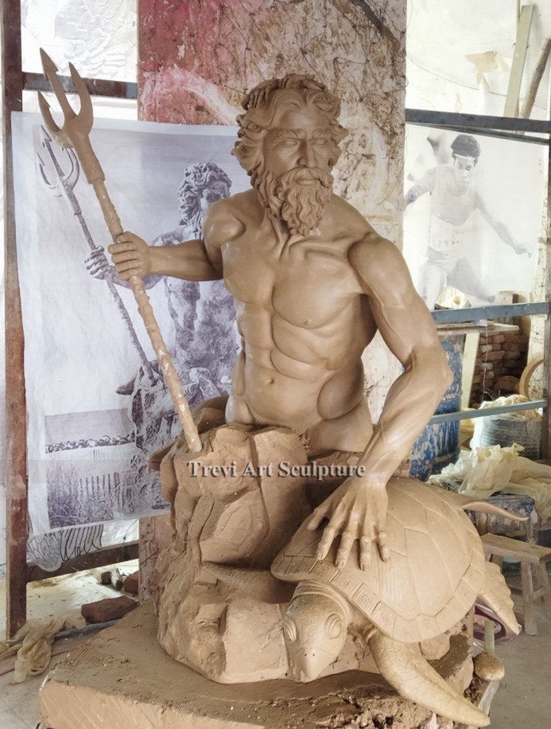 greek poseidon statue clay model